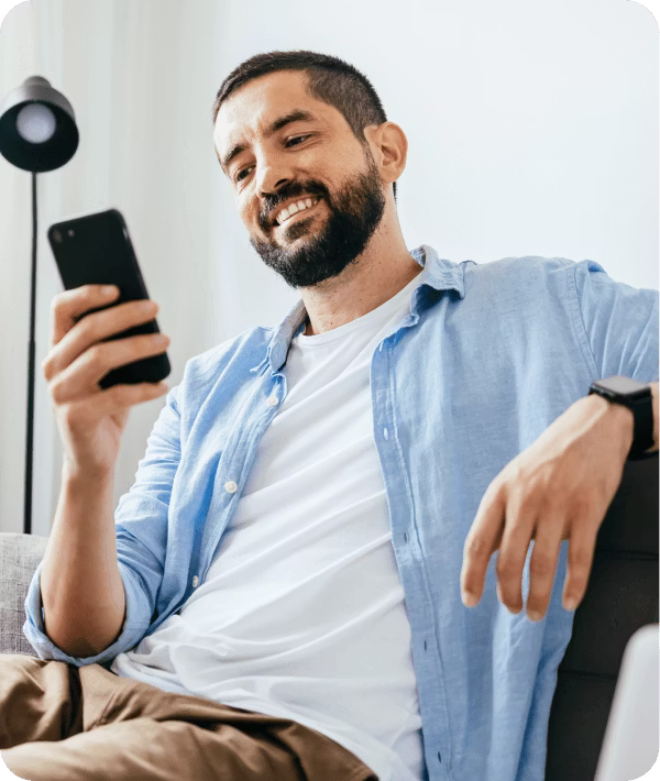 Customer reviewing finances on a smartphone